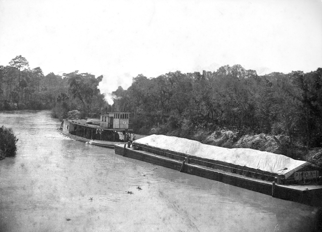 Phosphate barge on the  Withlacoochee River, Florida